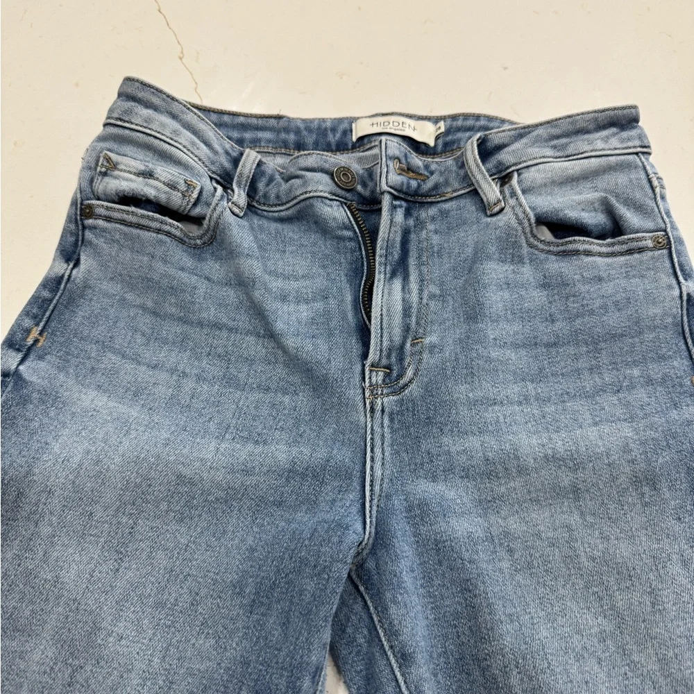 Hidden Jeans- Ankle Flare Style distressed hem. - Picture 3 of 5